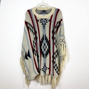 AZTEC BOHO Caftan w/Fringe Size Large